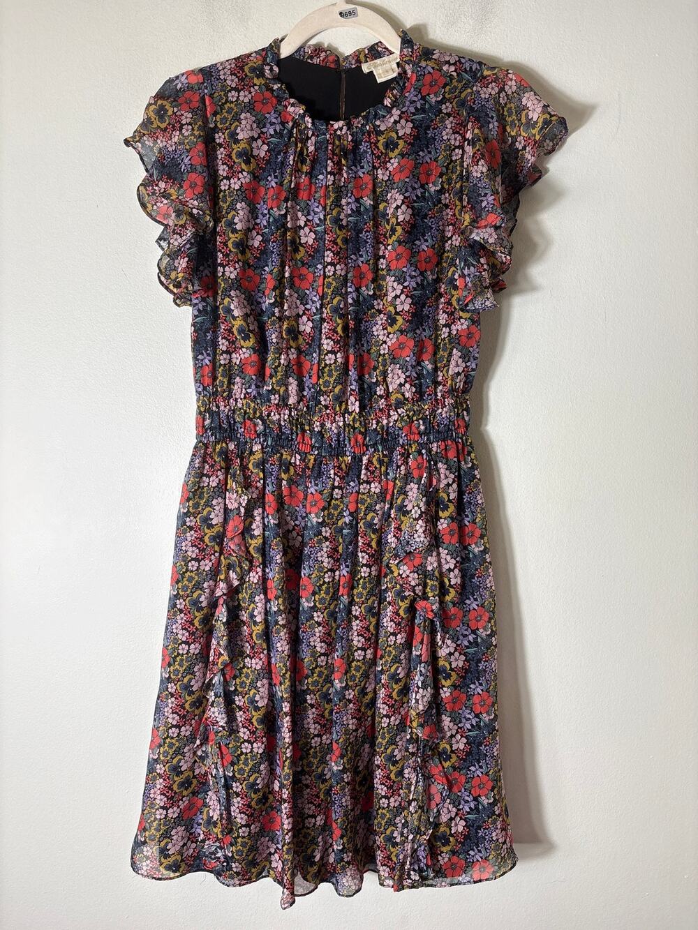 Shoshanna Mulitcolor Floral Flutter Sleeve Knee Length Dress Sz 4